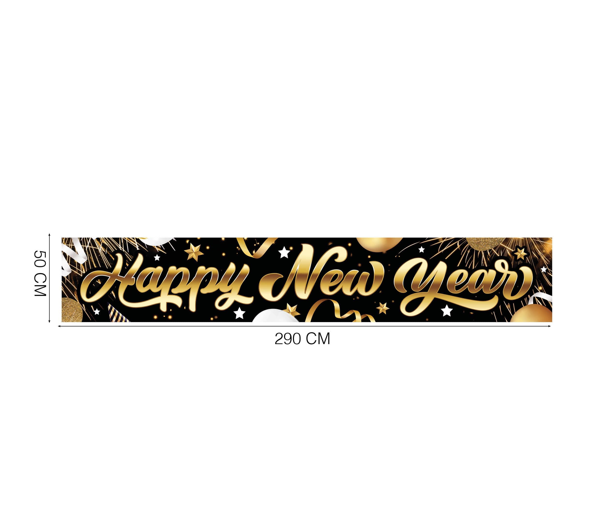 Skilt "Happy New Year" i stof, 290 × 50 cm