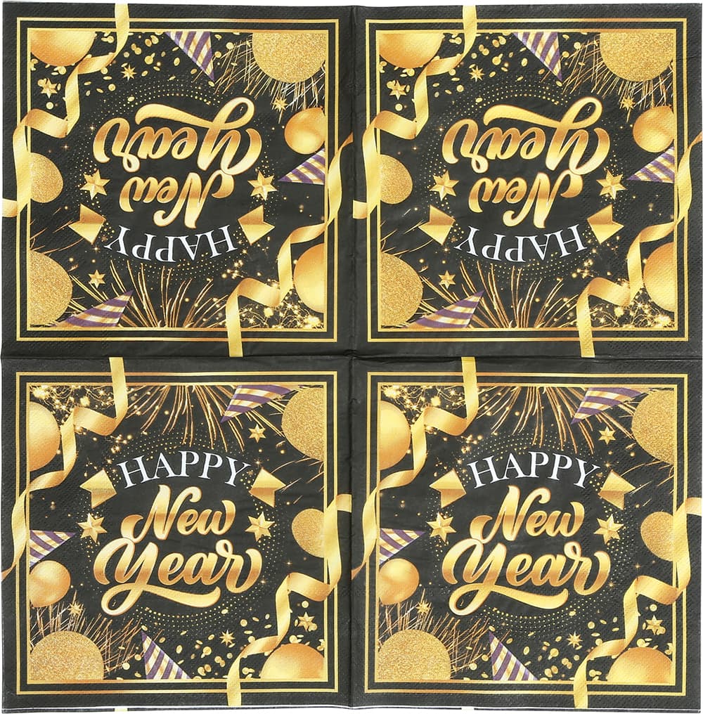 Pose med 20 servietter "Happy New Year", 16 × 16 cm