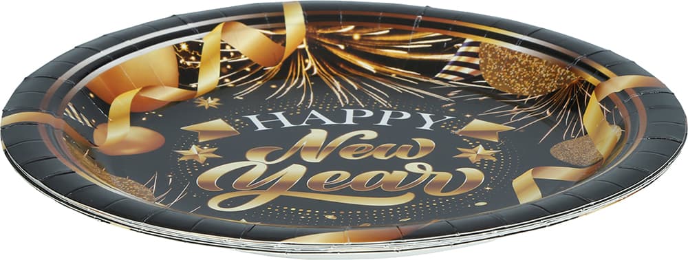 Pose med 6 tallerkener "Happy New Year", 23 cm
