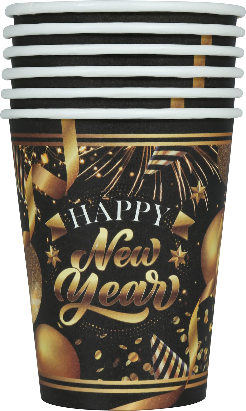 Pose med 6 bægre "Happy New Year", 240 ml, 9 cm