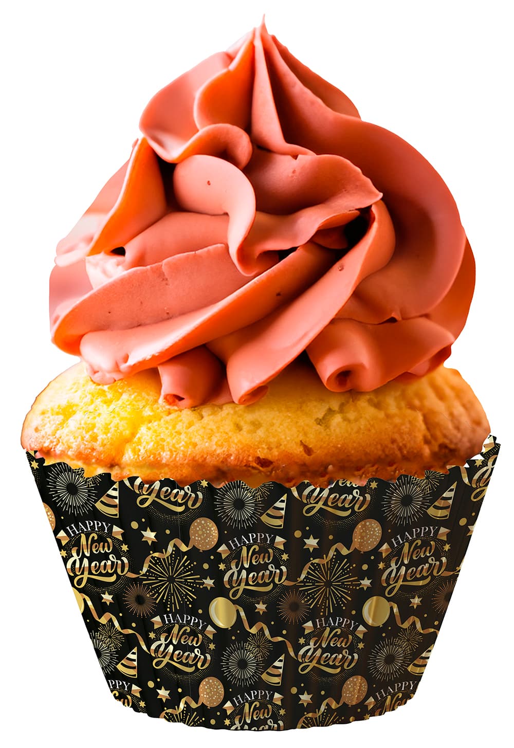 50 cupcakeforme i papir "Happy New Year", 5 cm