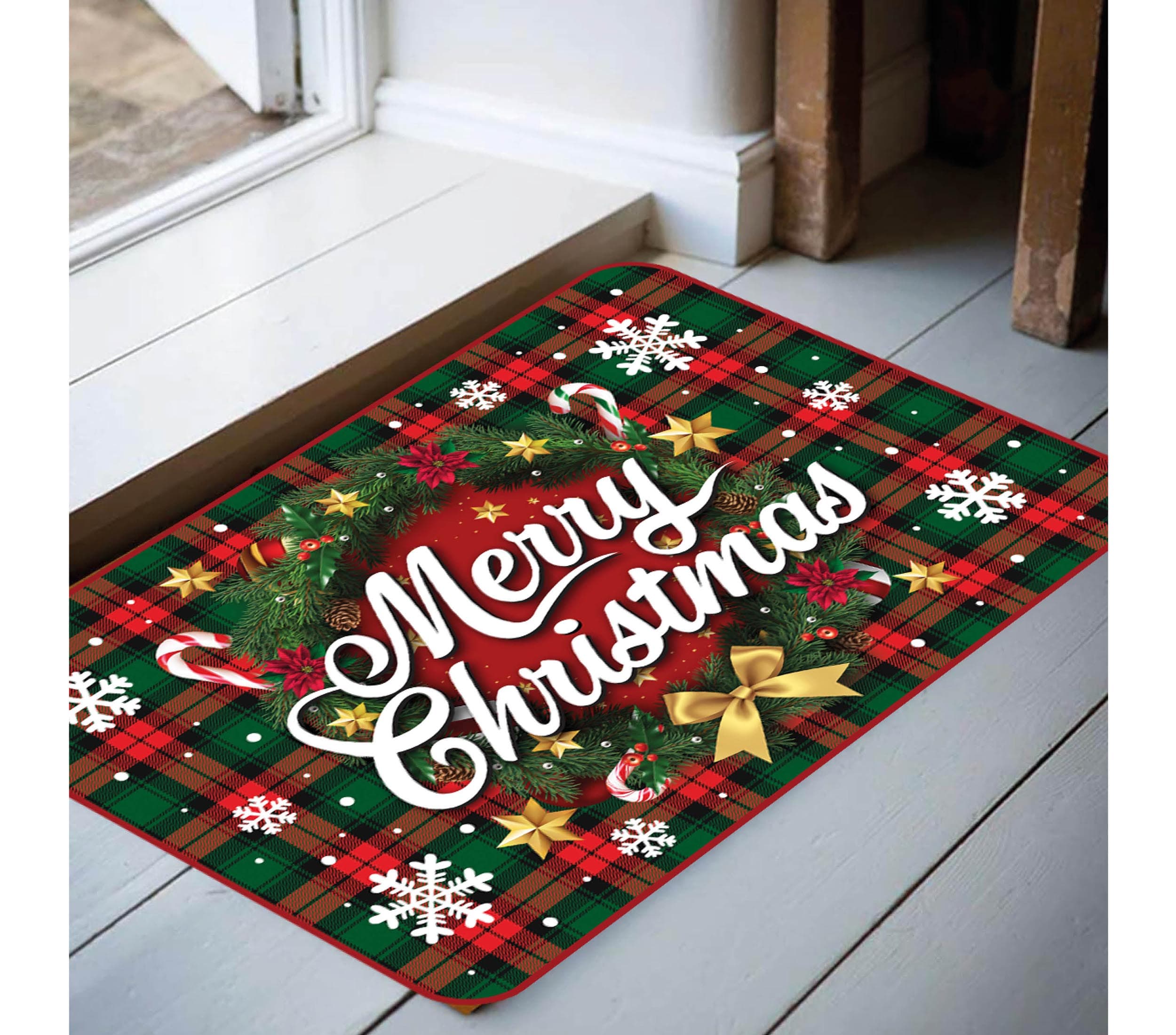 Juledørmåtte "Merry Christmas", 60 × 40 cm