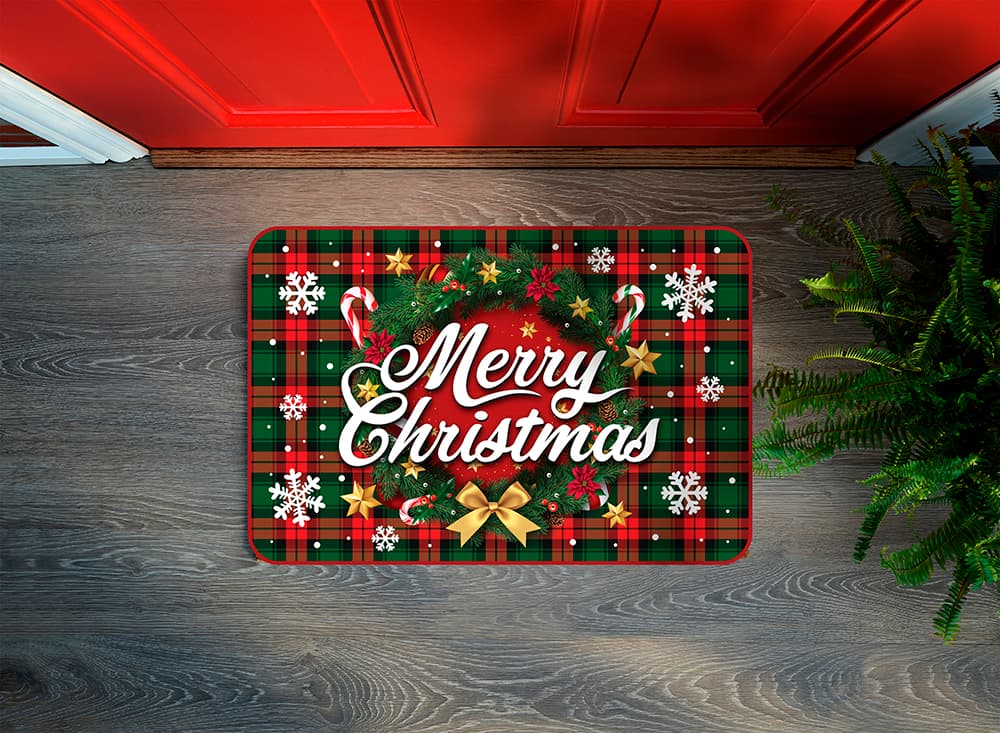 Juledørmåtte "Merry Christmas", 60 × 40 cm