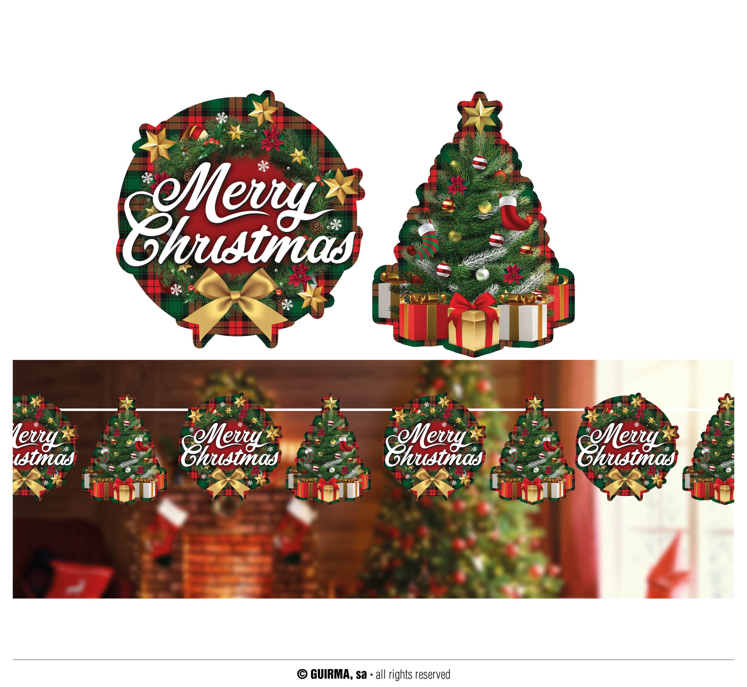 Guirlande "Merry Christmas" 300 cm, 16 × 16 cm