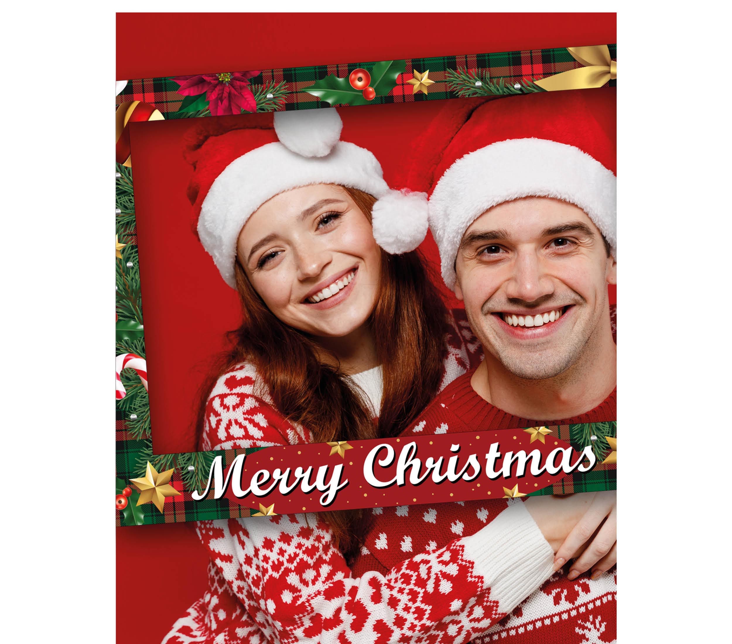 Photobooth-ramme "Merry Christmas", rød, 80 × 60 cm