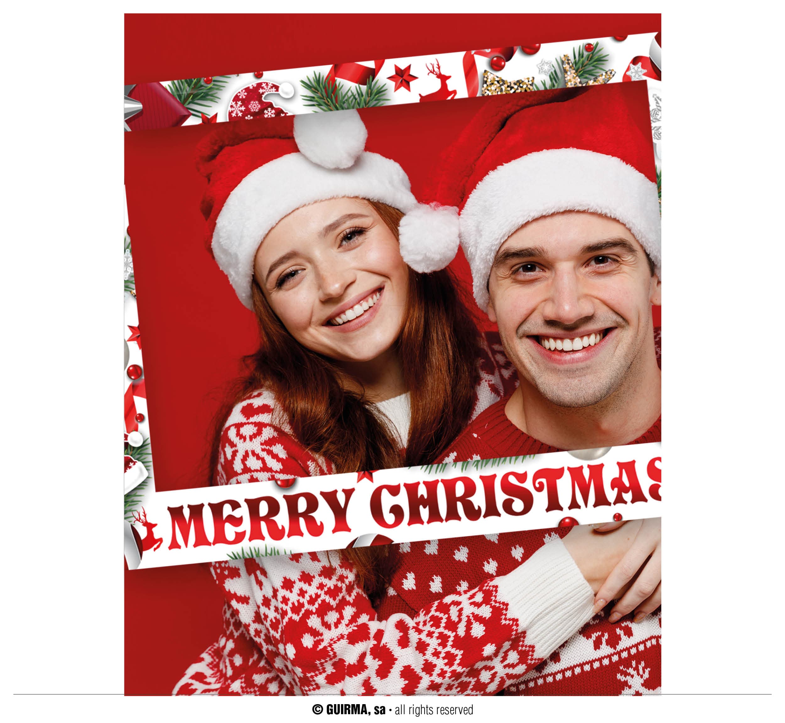 Photobooth-ramme "Merry Christmas", hvid, 80 × 60 cm