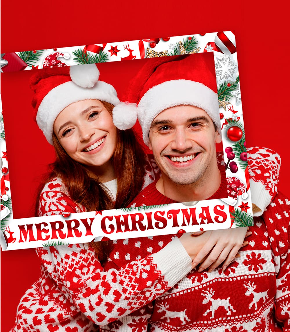 Photobooth-ramme "Merry Christmas", hvid, 80 × 60 cm