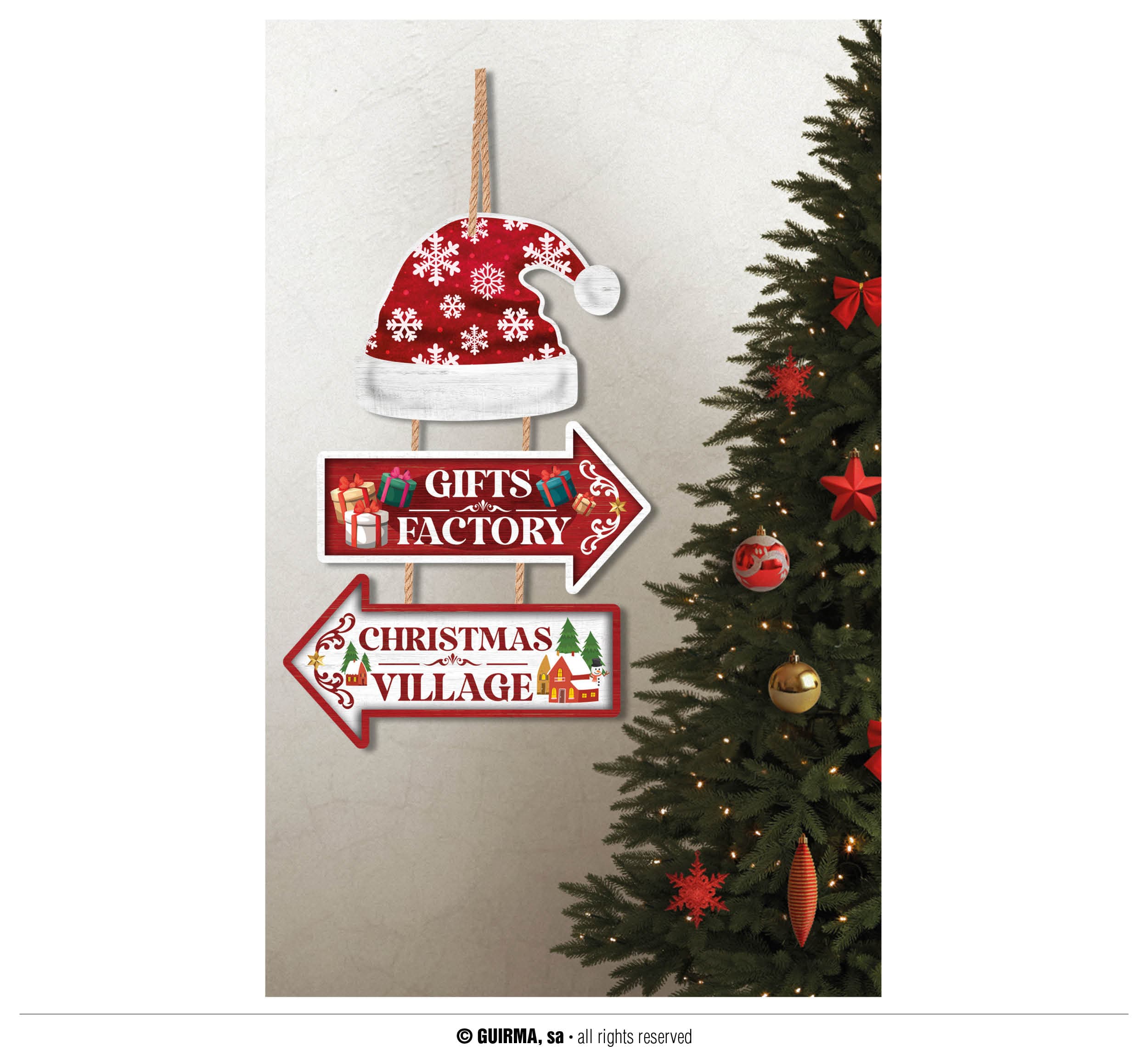Juleskilt "Gifts Factory", 36 × 24 cm