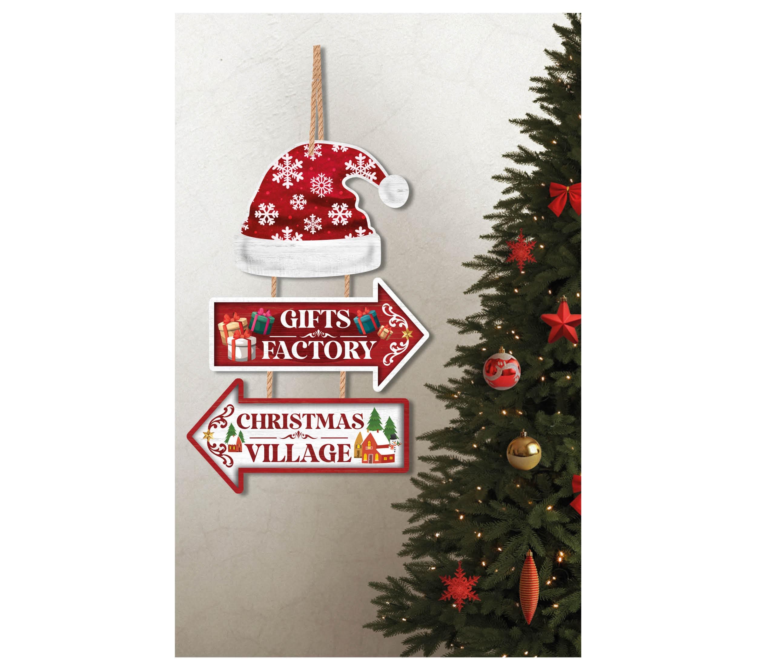 Juleskilt "Gifts Factory", 36 × 24 cm