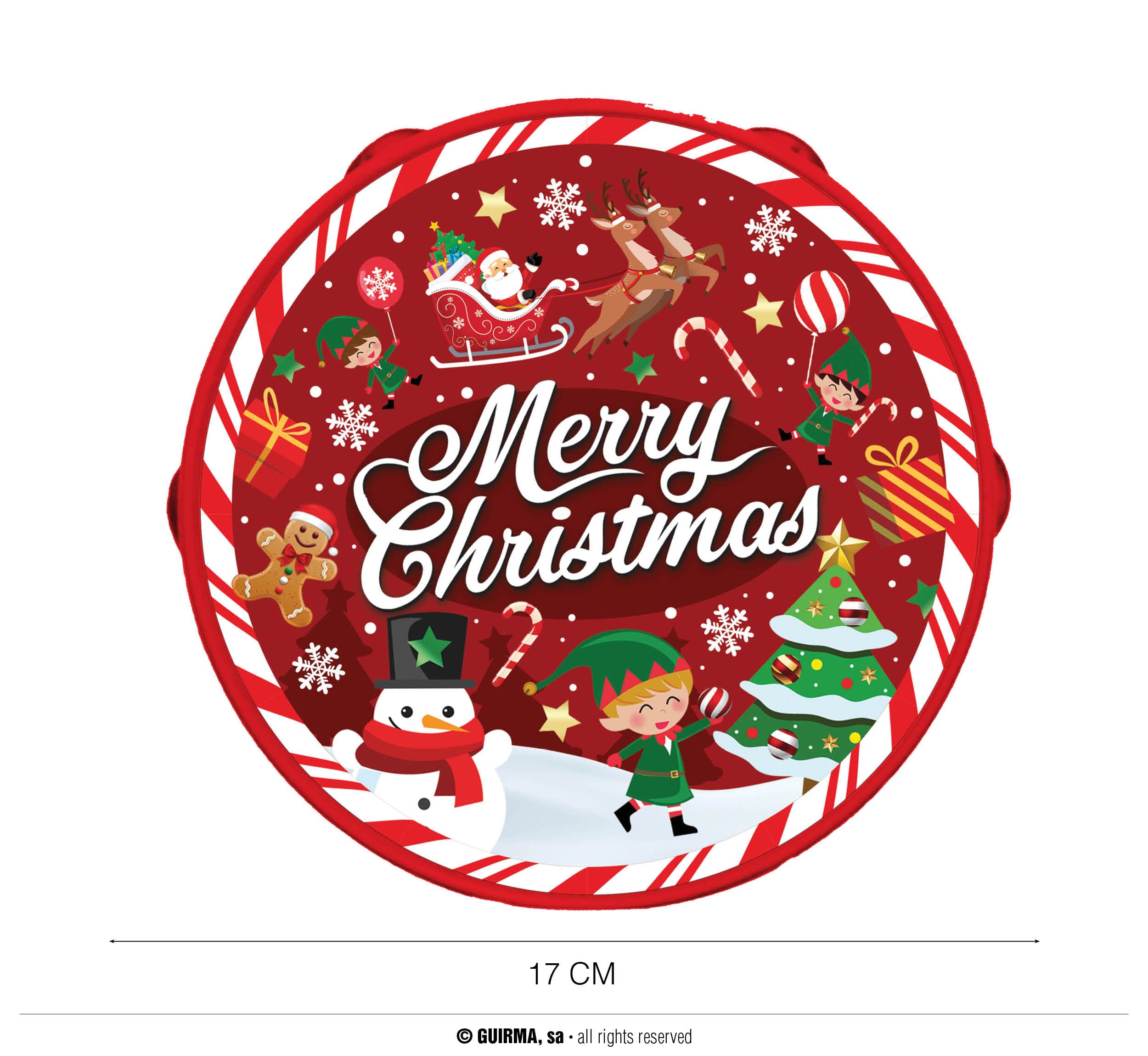 Tamburin "Merry Christmas" i PVC 17 cm