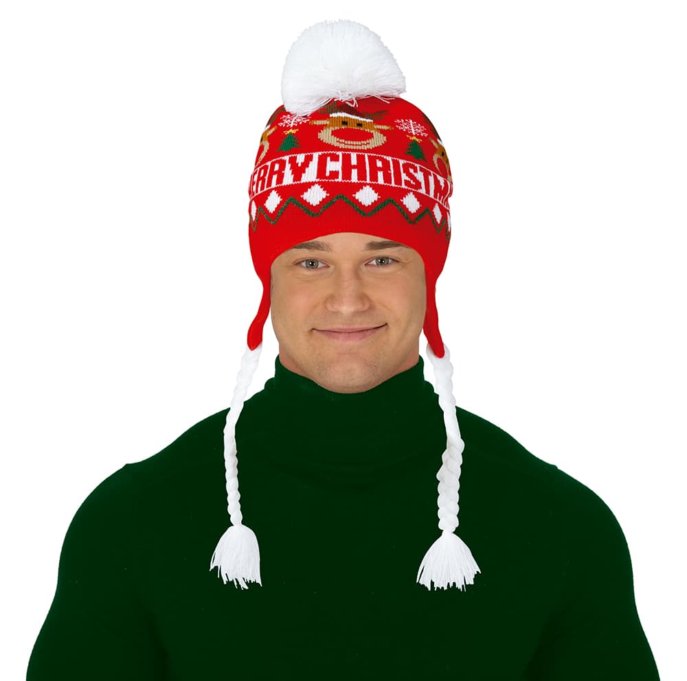 Rensdyr-julehat med fletninger