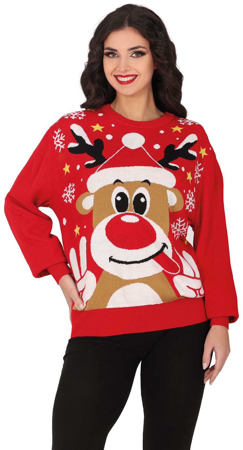 Julesweater med rensdyr til damer