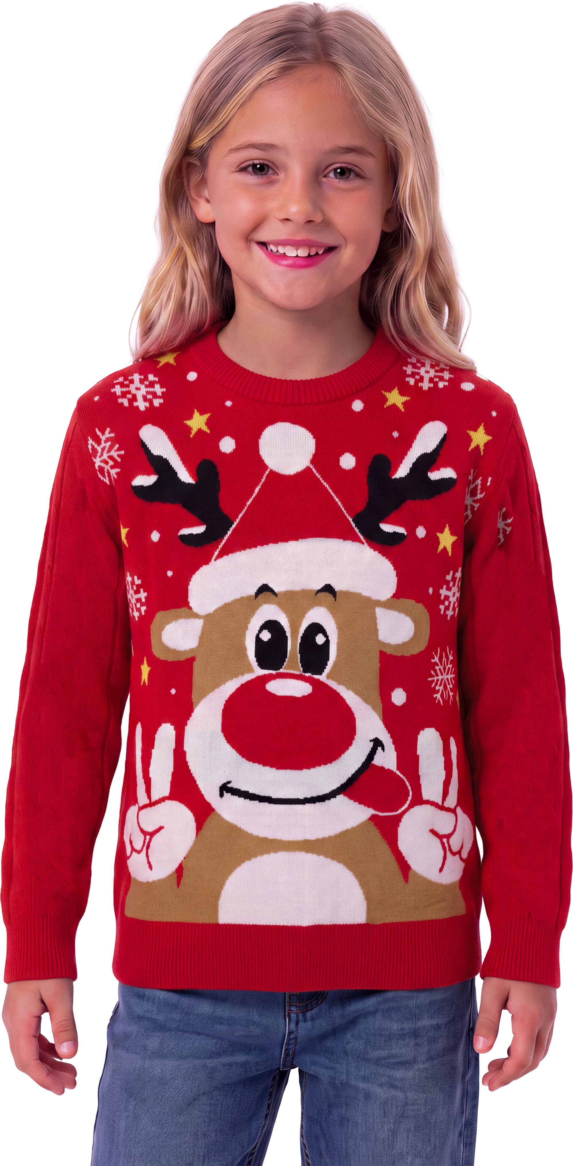 Julesweater med rensdyr til børn