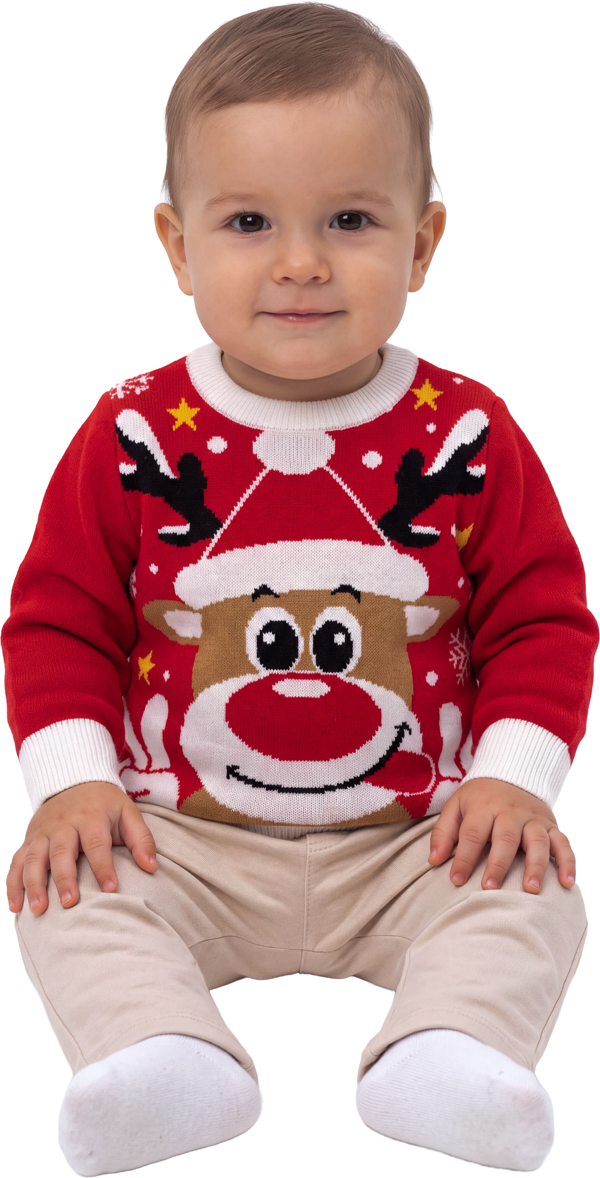 Uldsweater med rensdyr til baby