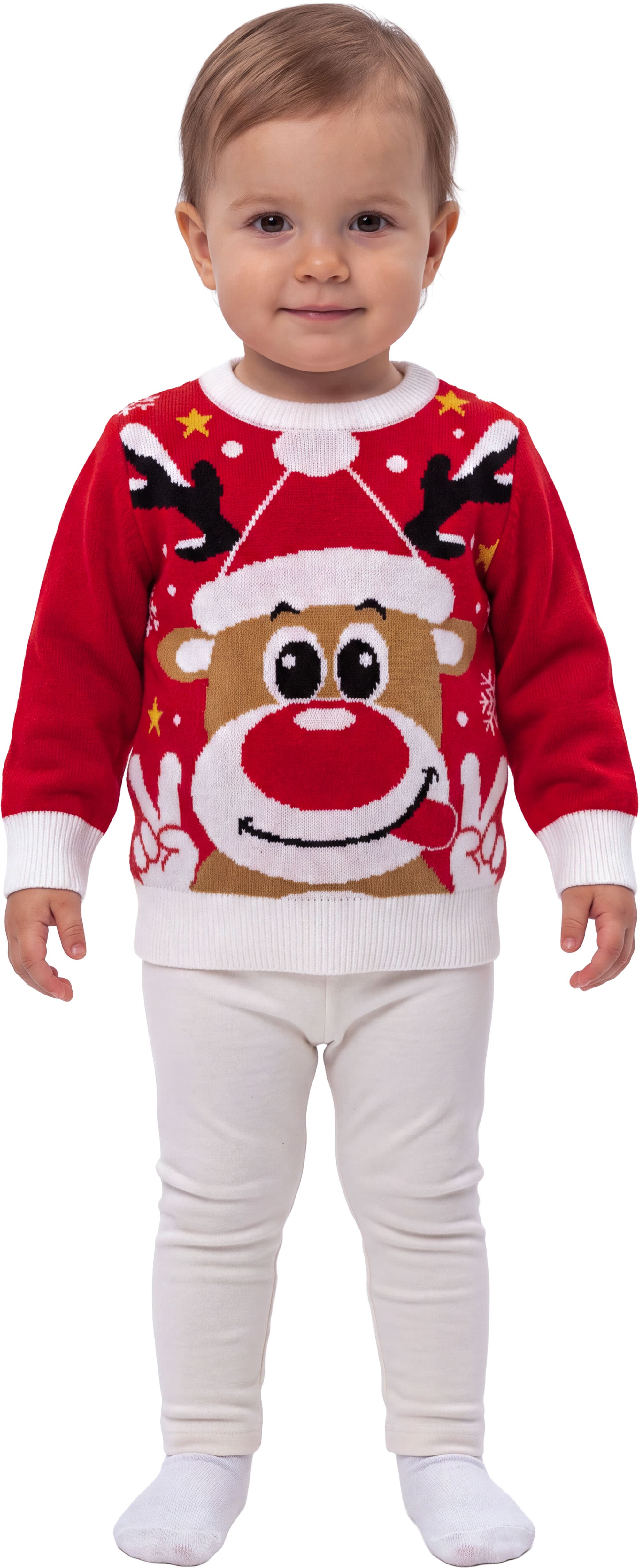 Uldsweater med rensdyr til baby