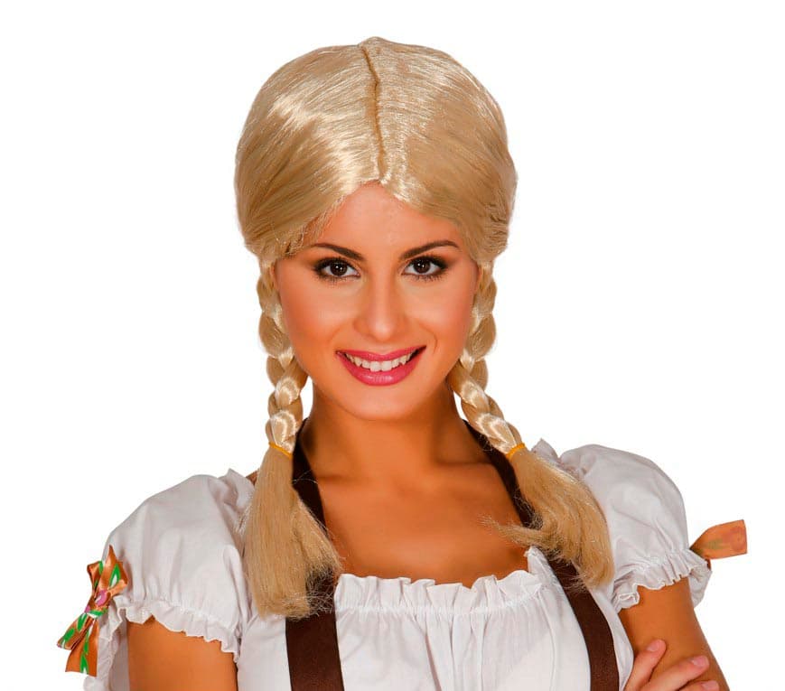 Blond paryk med fletninger (i æske)