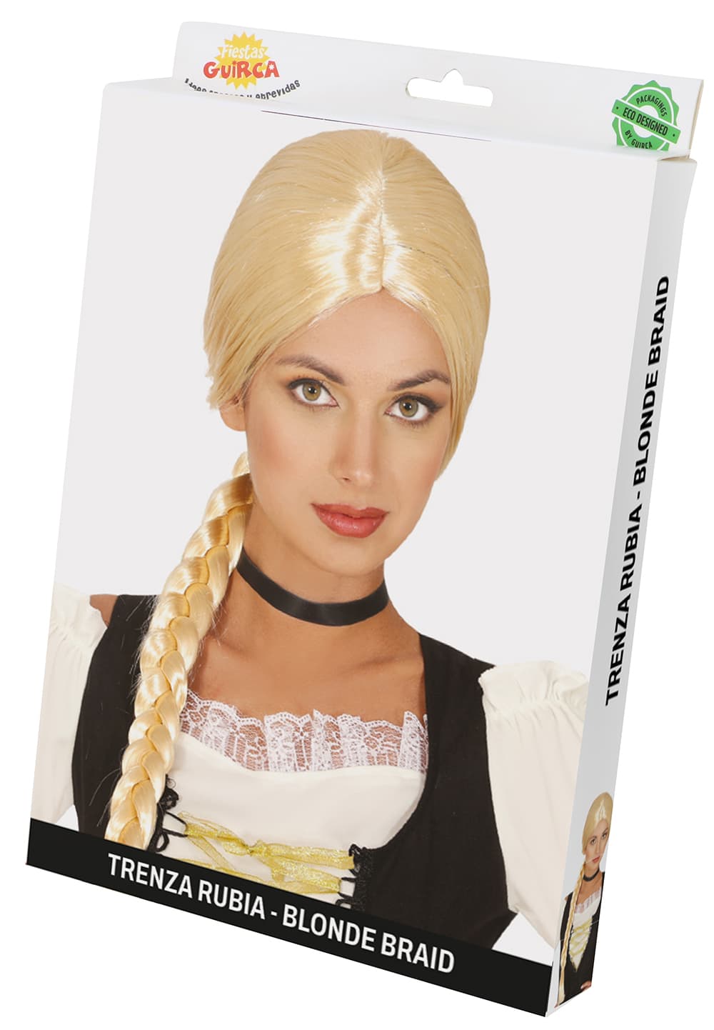 Blond paryk med fletning (i æske)
