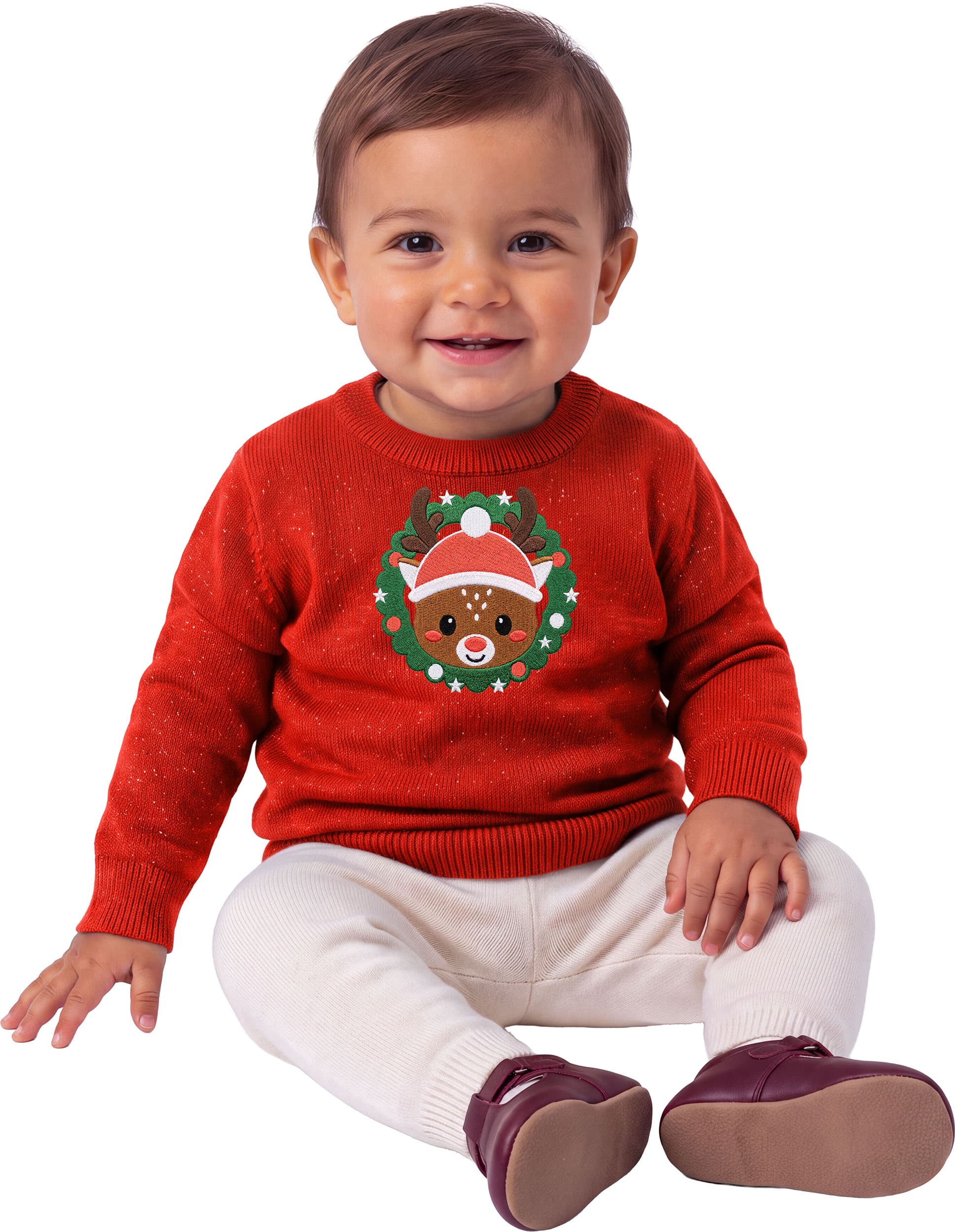 Rensdyrsweater med glitter til baby