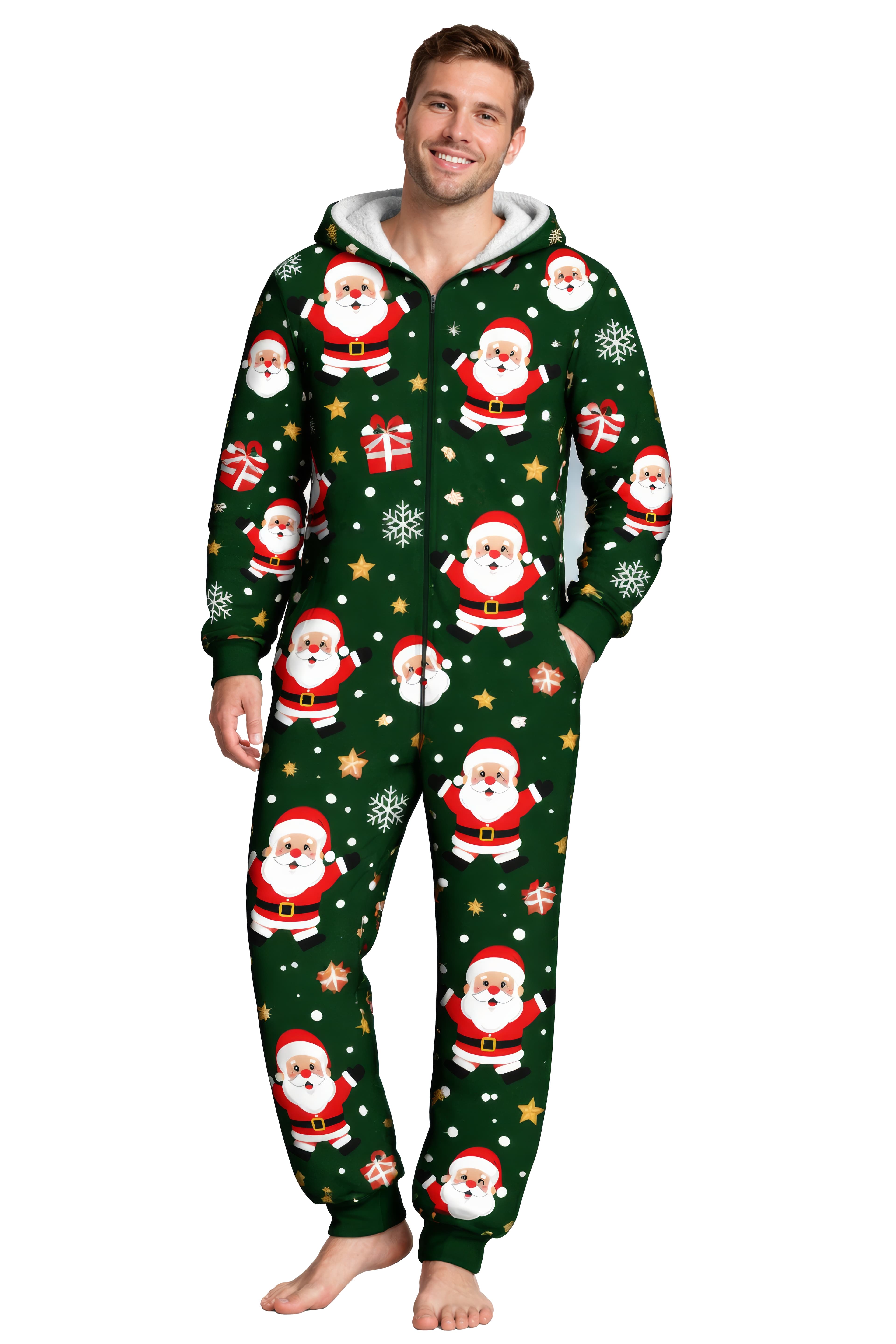 Julepyjamas med julemandsprint til herrer