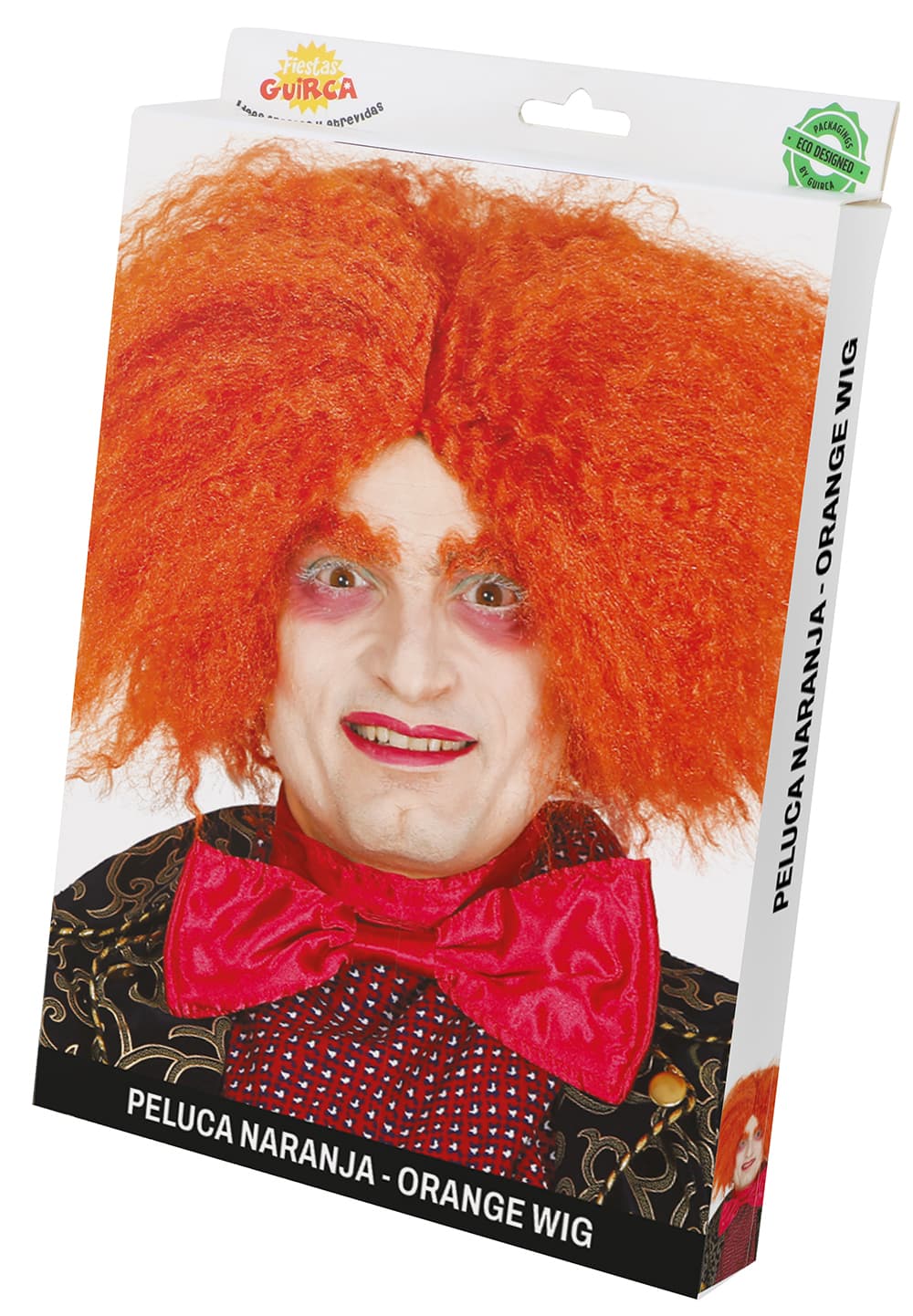 Orange Mad Hatter-paryk (i æske)