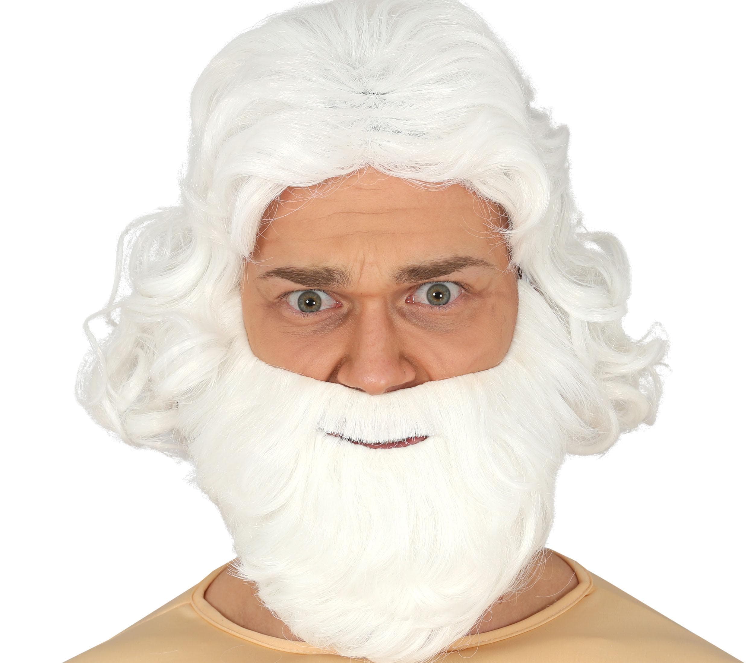 Hvid paryk og skæg (i æske)