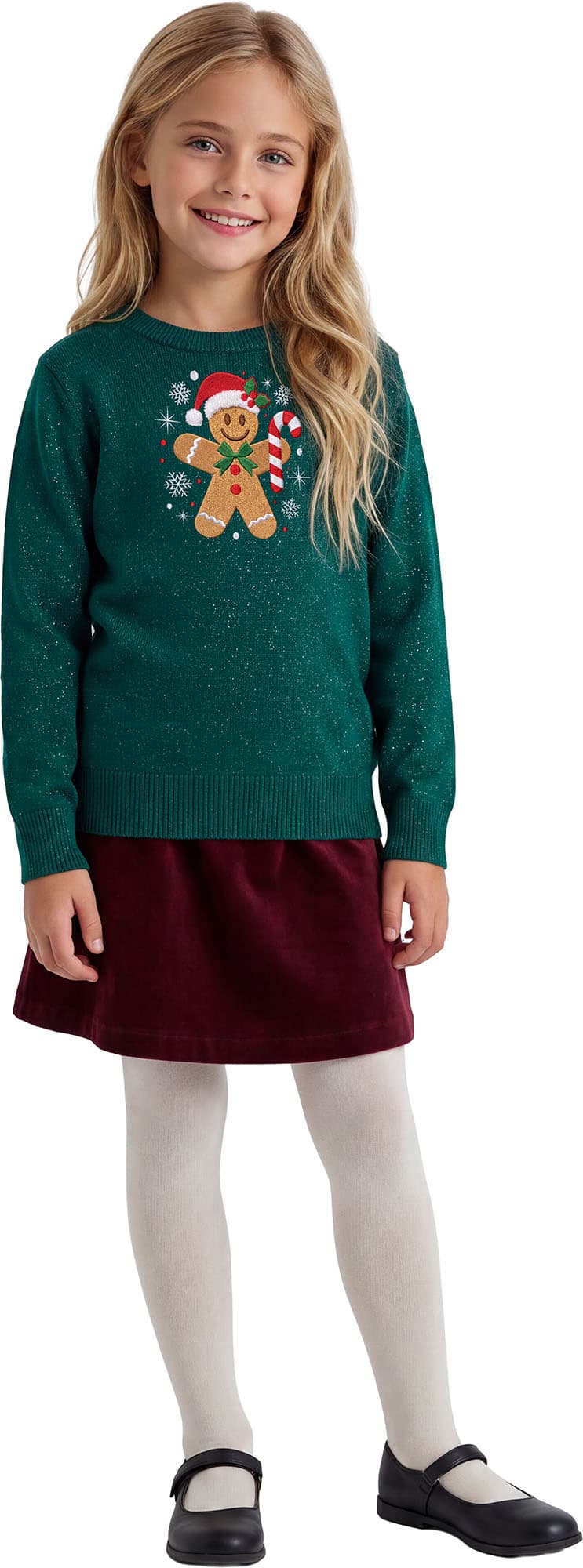 Sweater med honningkagemand i glitter til børn
