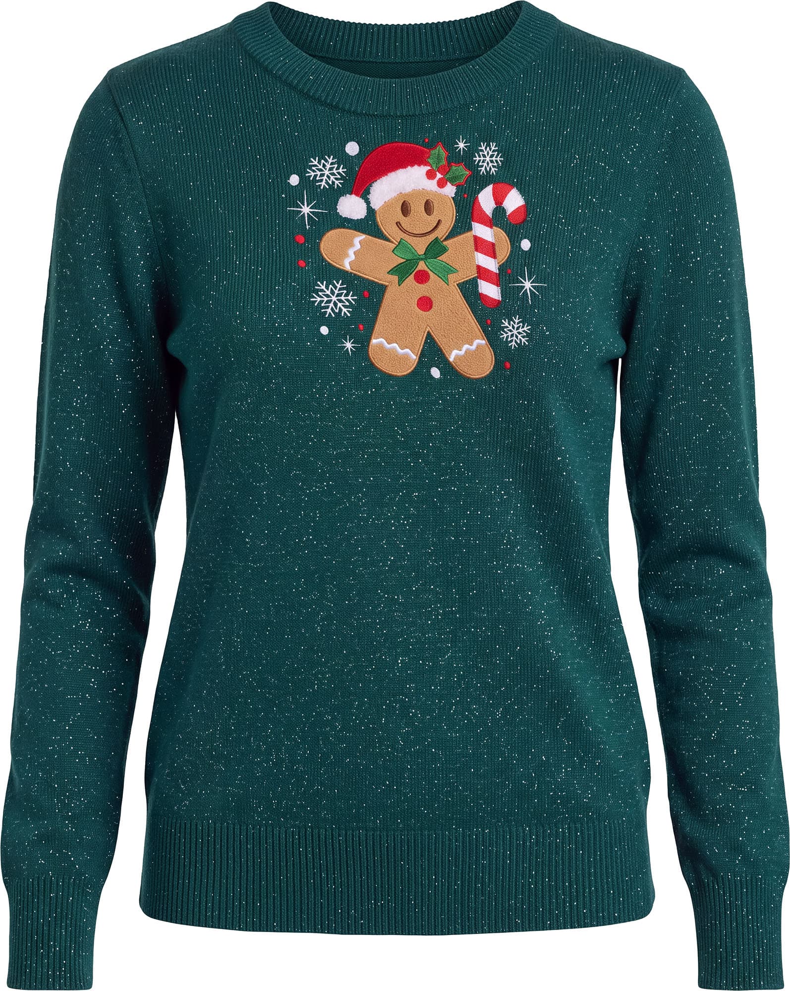 Sweater med honningkagemand i glitter til damer