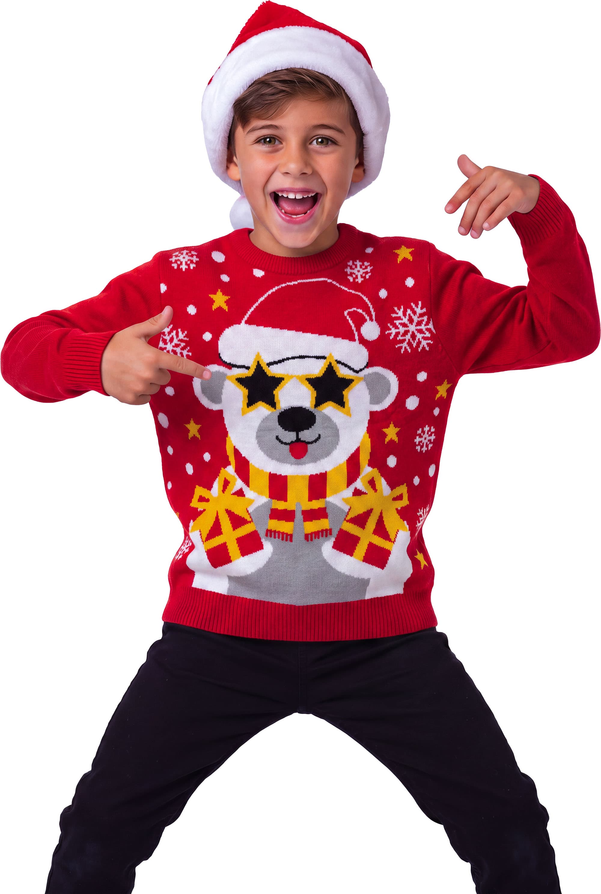 Julesweater med isbjørn til børn
