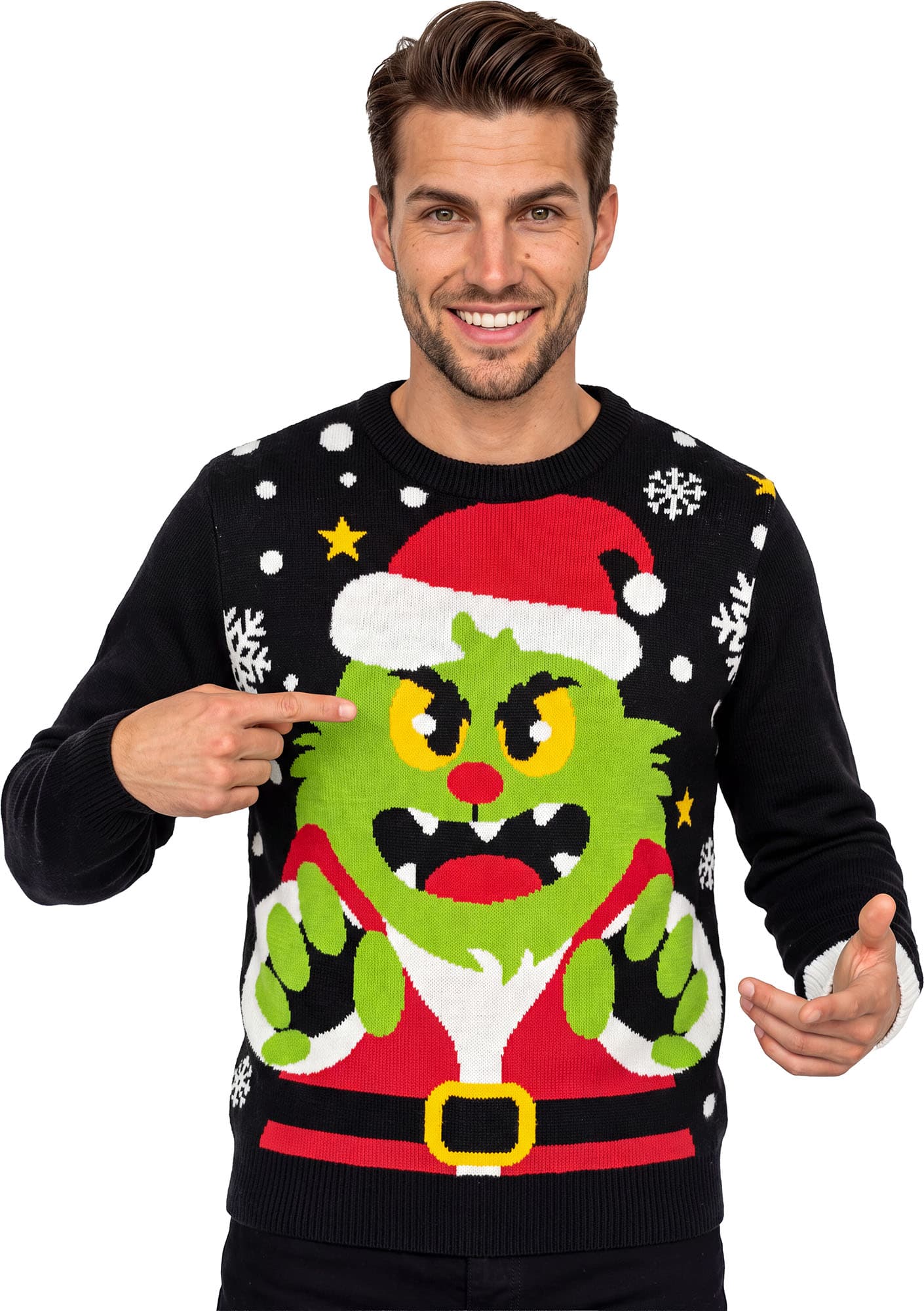 Julesweater med grønt monster til herrer