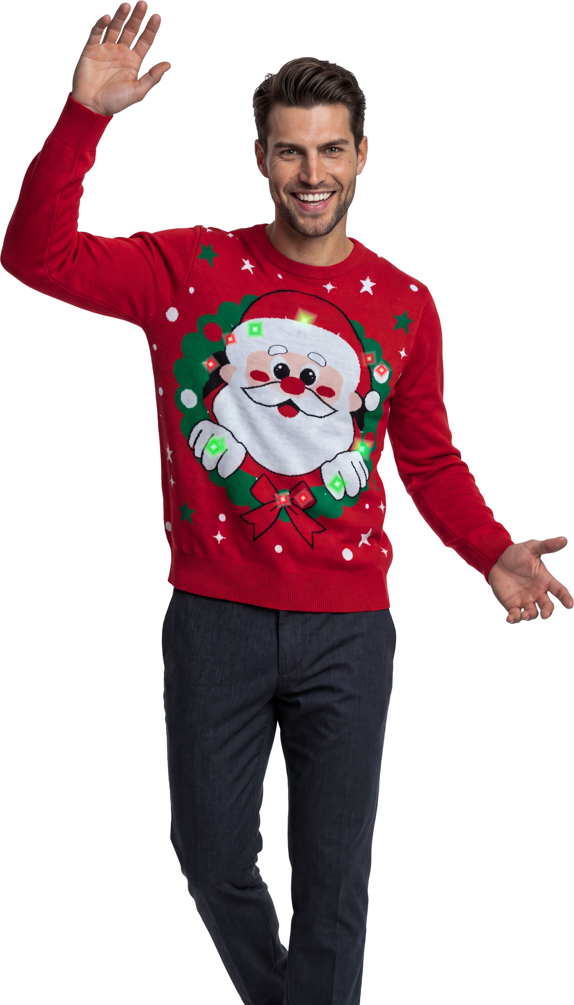 Julemandssweater med 12 LED-lys til herrer