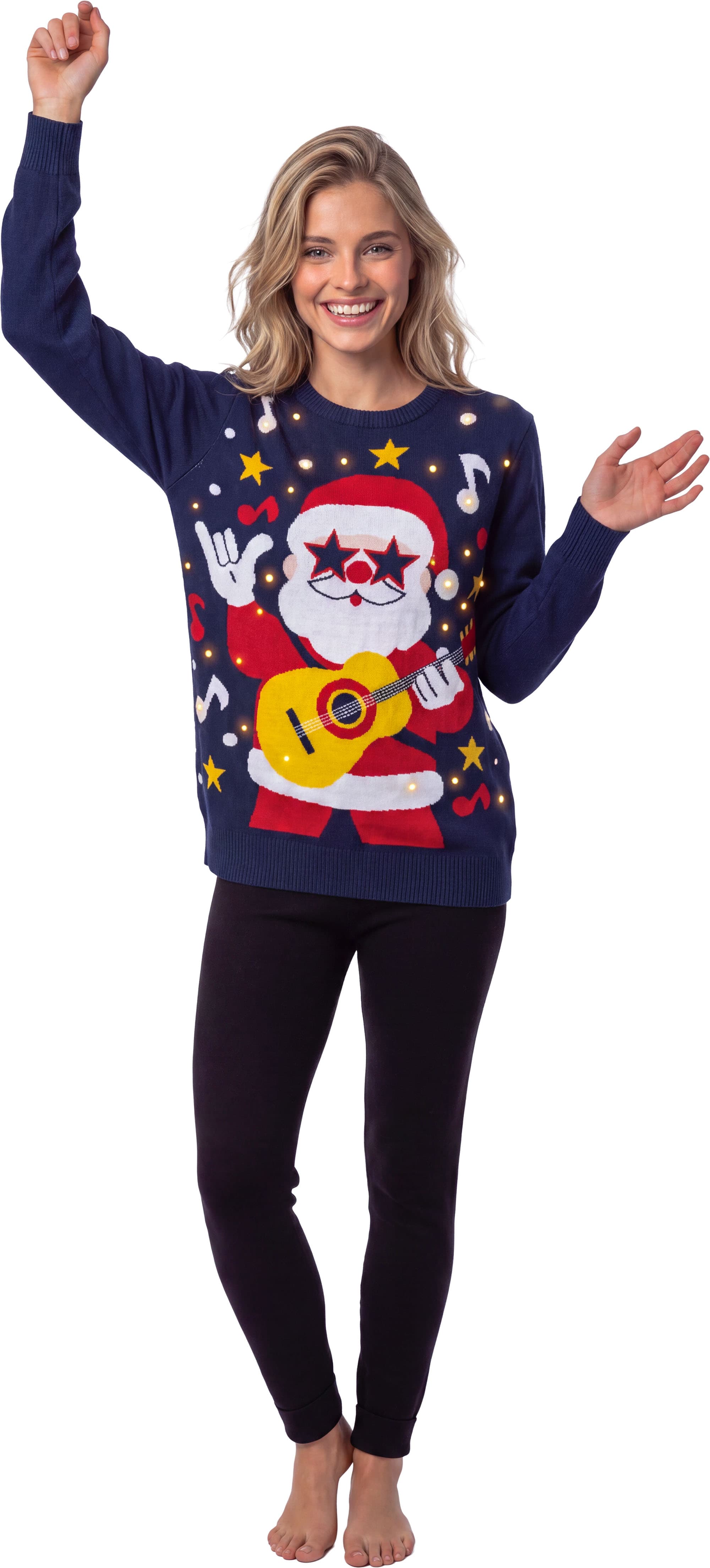 Sweater med sej julemand og 12 LED-lys til damer