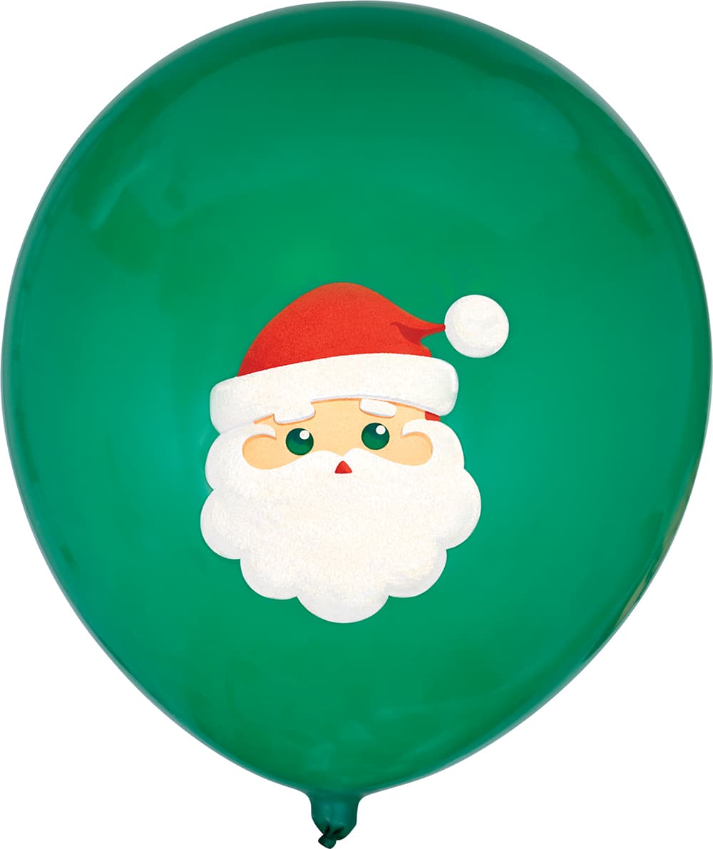 Pose med 10 grønne julemandsballoner, latex