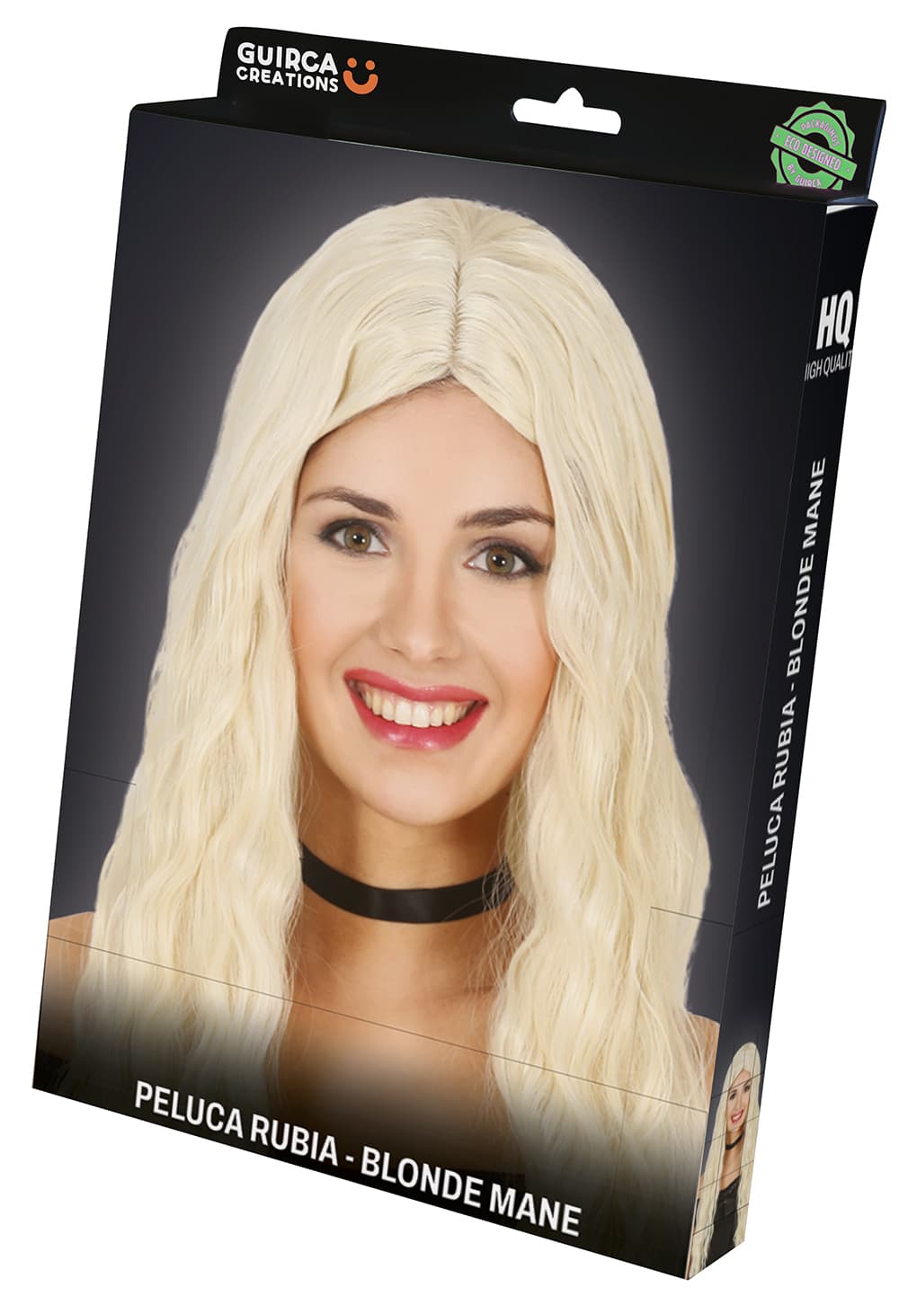 Lang blond paryk (i æske), model 48025