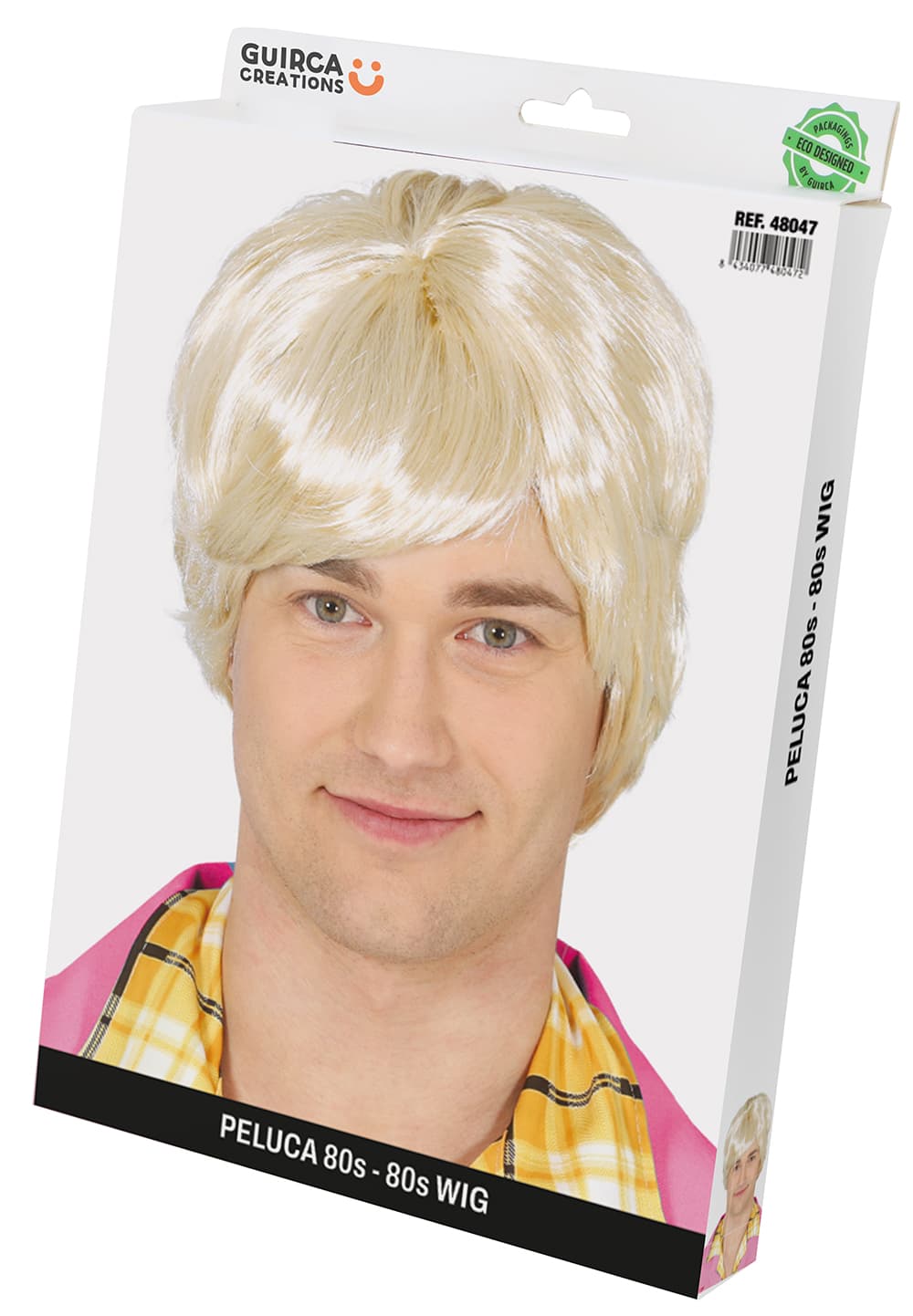 Blond 80'er-paryk til herrer (i æske)