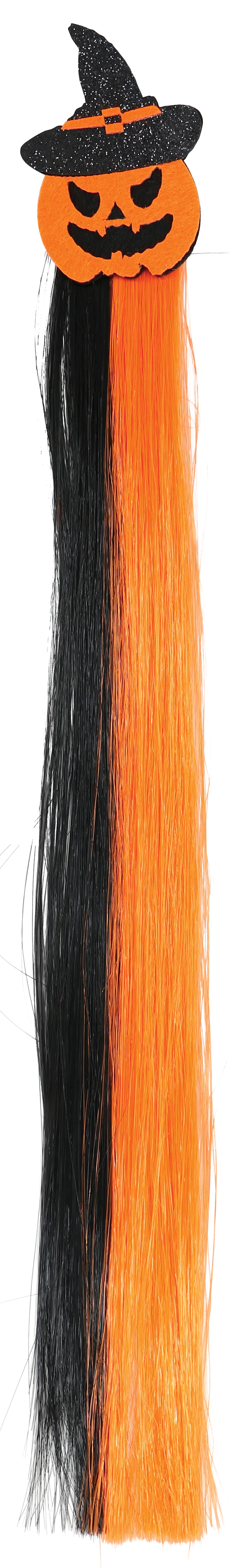 Græskarhårlok i orange og sort, 40 cm