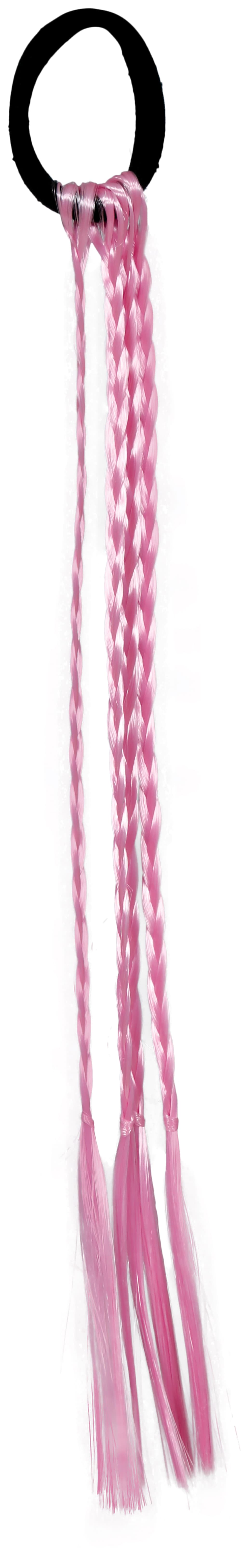 3 flettede hår-extensions, 35 cm, pink