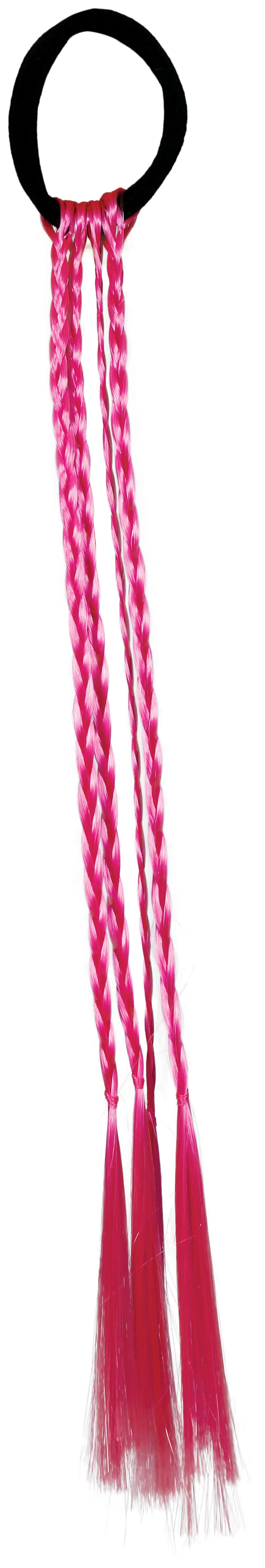 3 flettede hår-extensions, 35 cm, fuchsia