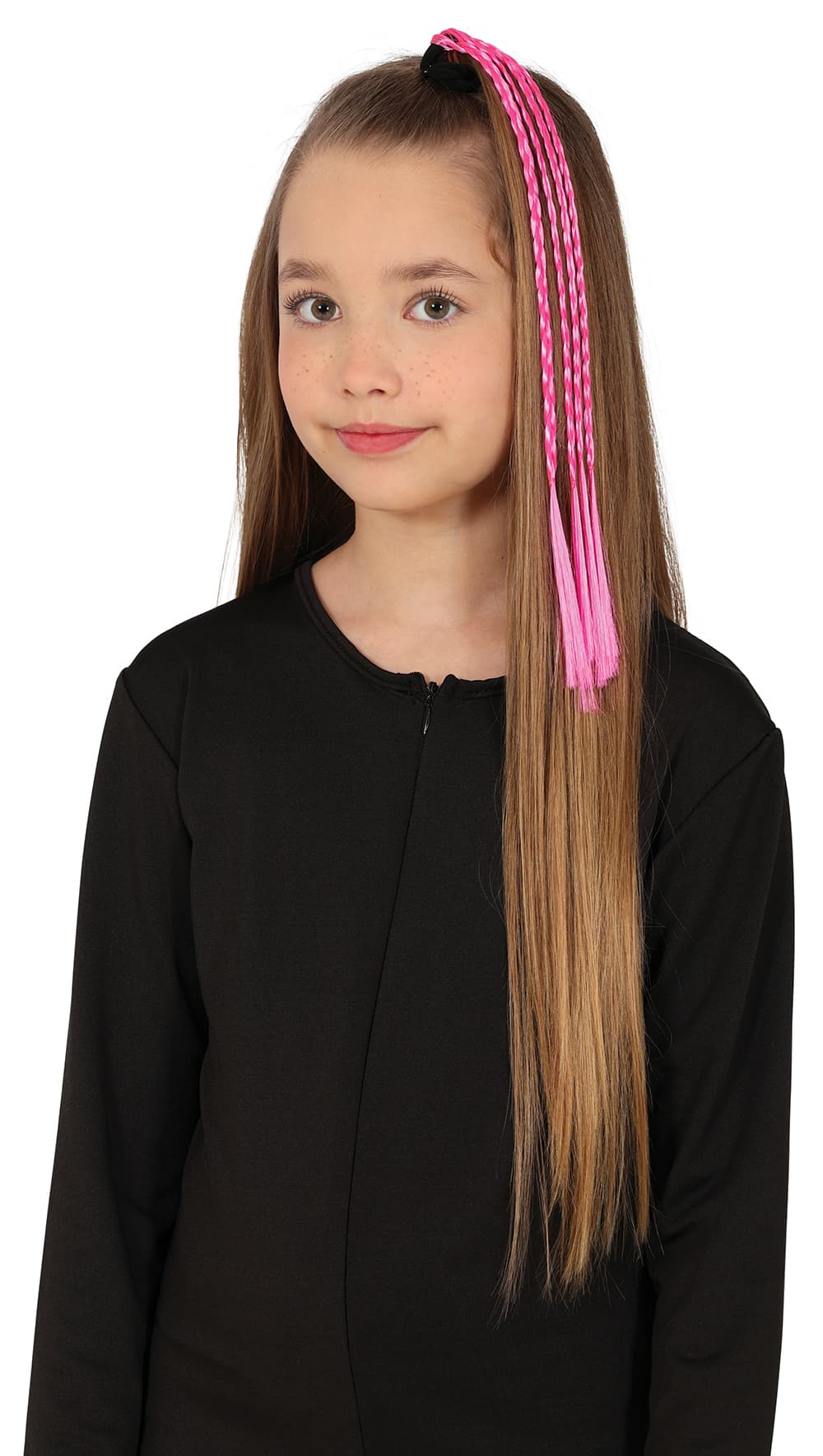 3 flettede hår-extensions, 35 cm, fuchsia