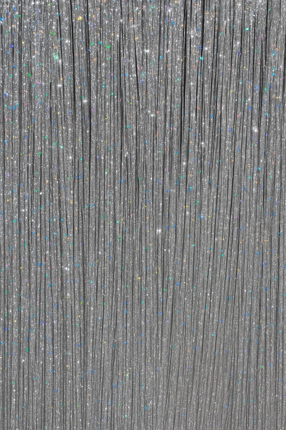 3 hår-extensions med glitter, 50 cm, sølv