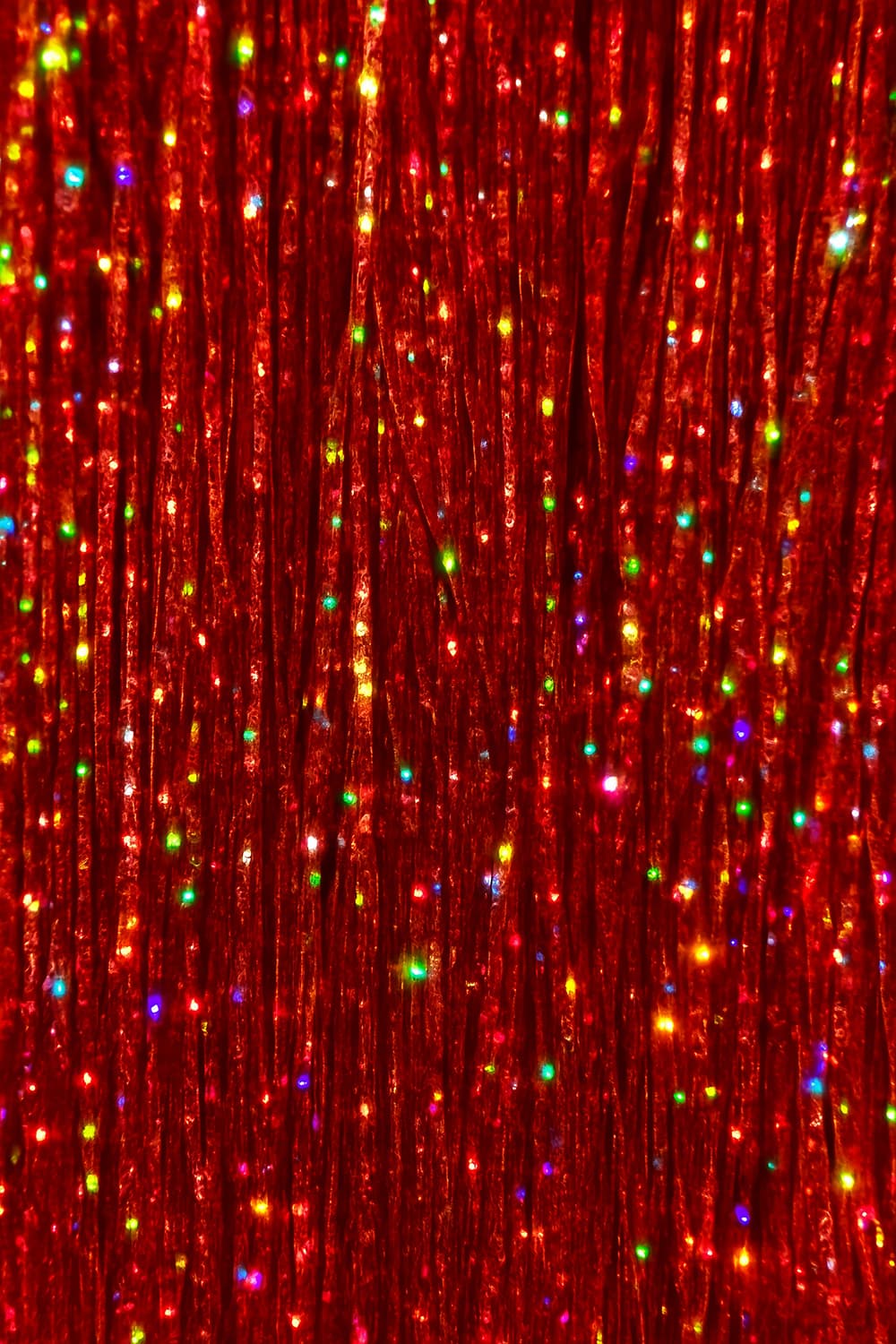 3 hår-extensions med glitter, 50 cm, rød