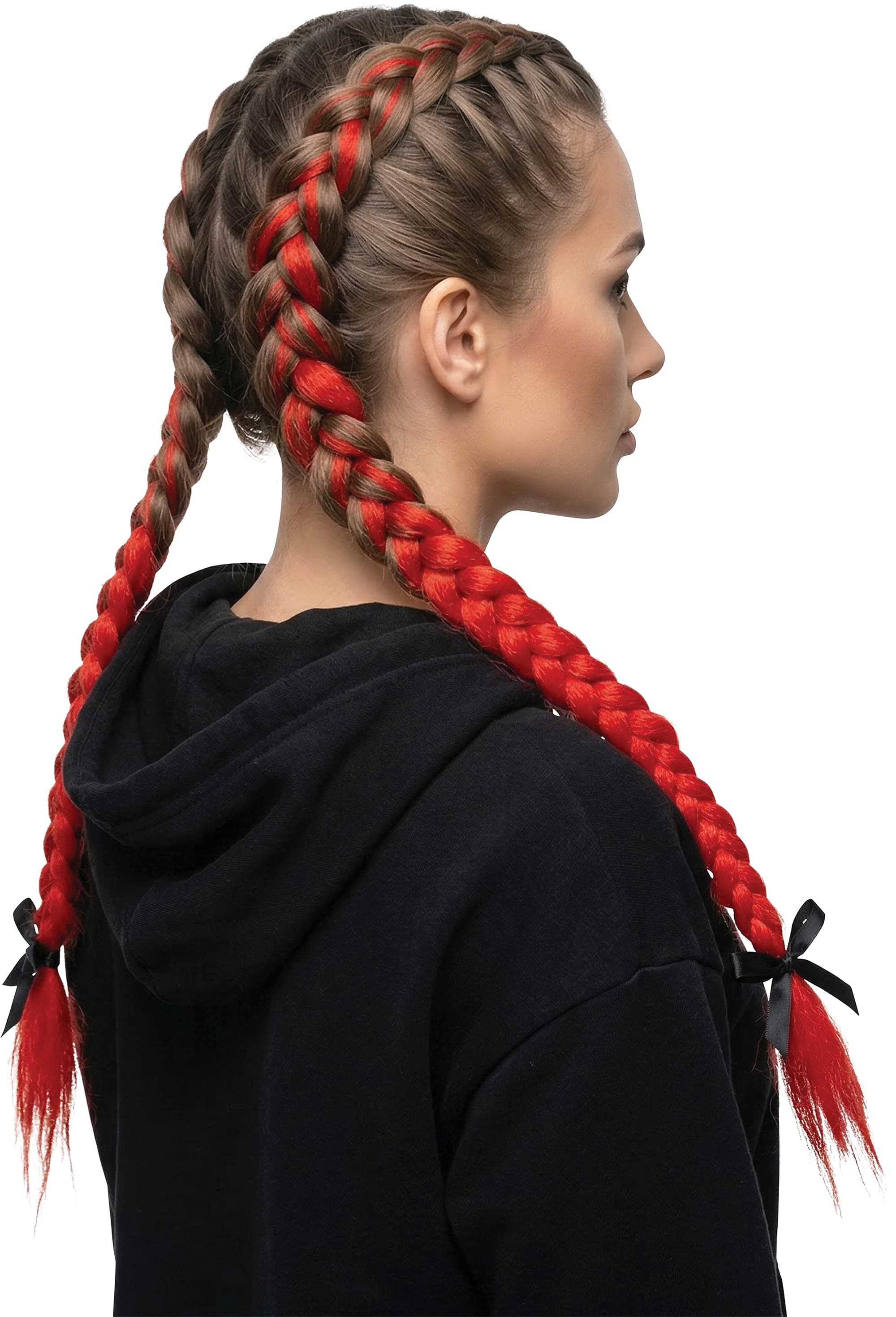 Hårlok, rød, 60 cm