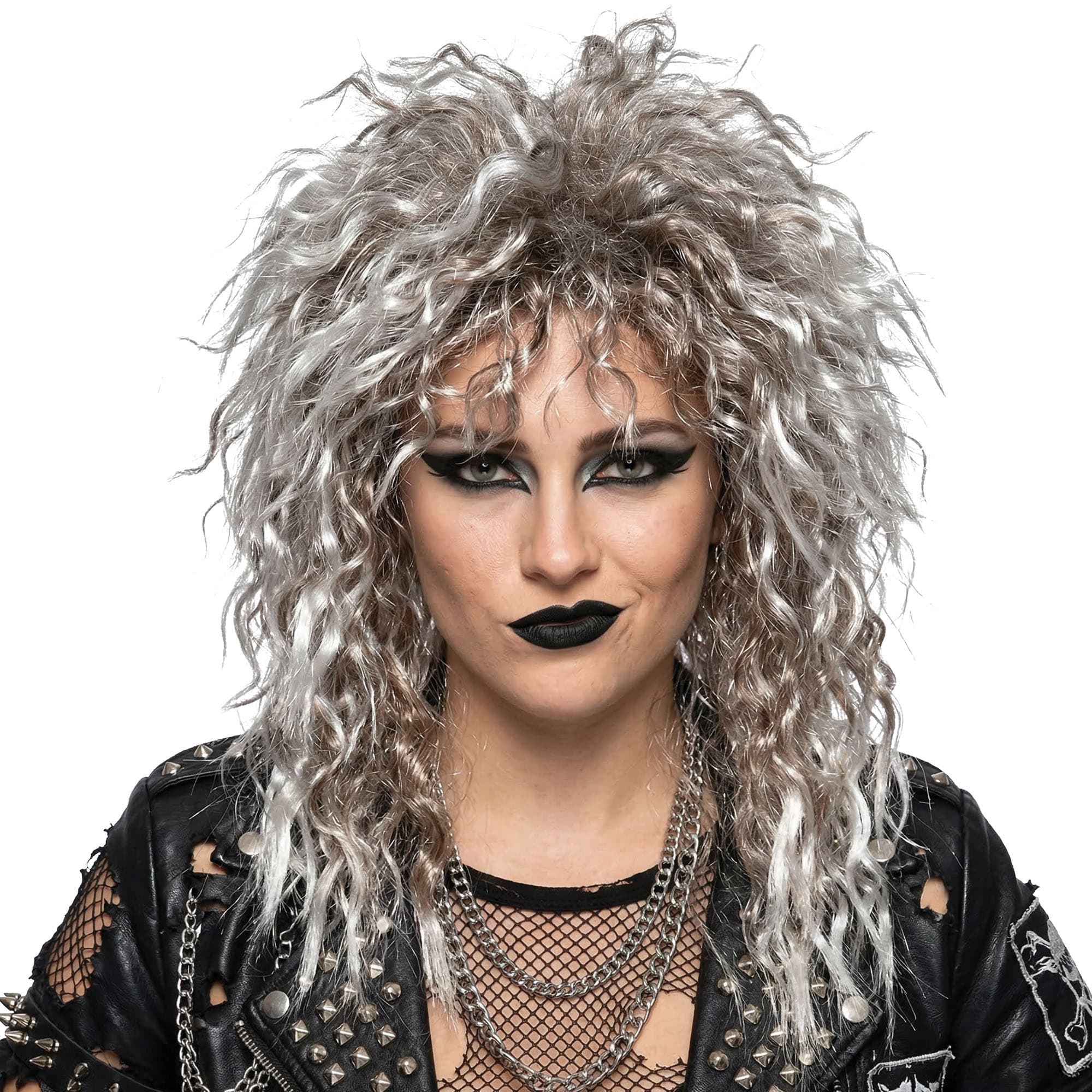 Gråblond rockerparyk (i æske)