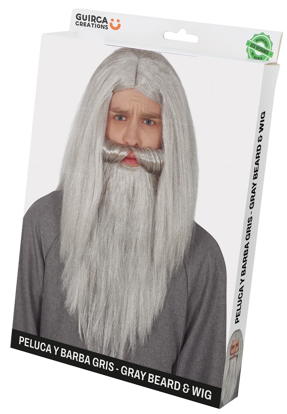 Grå paryk og skæg (i æske)