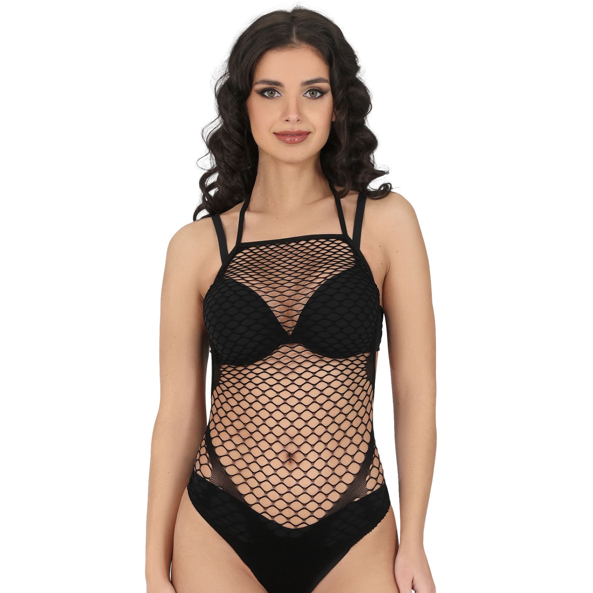 Sexet mesh-body, sort