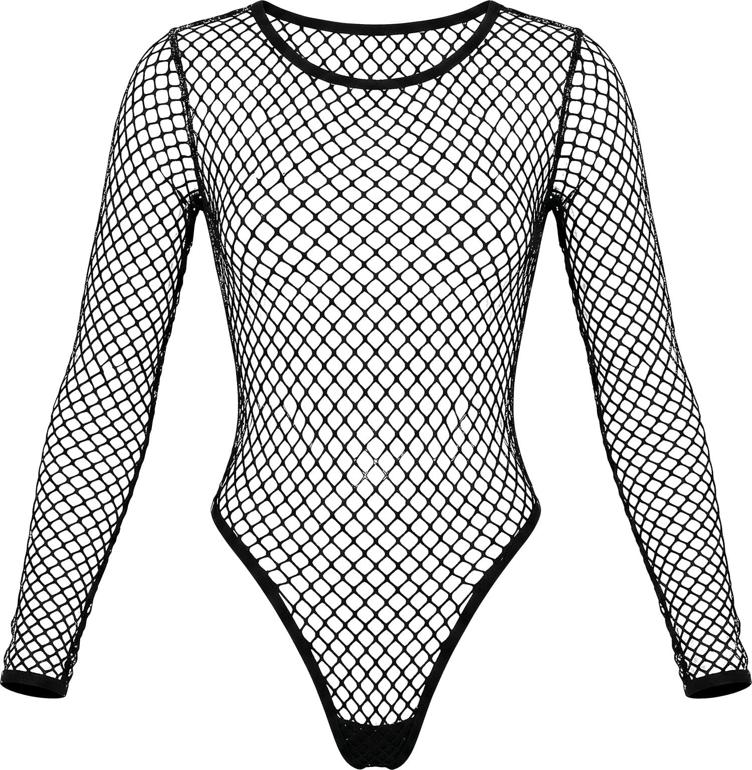 Sexet langærmet mesh-body, sort