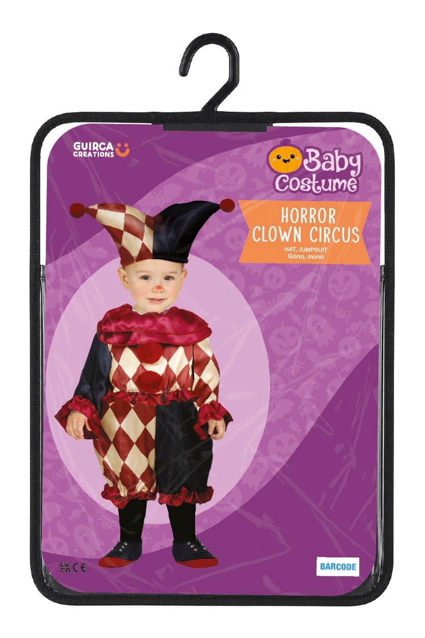 Uhyggelig cirkusklovn – kostume til baby