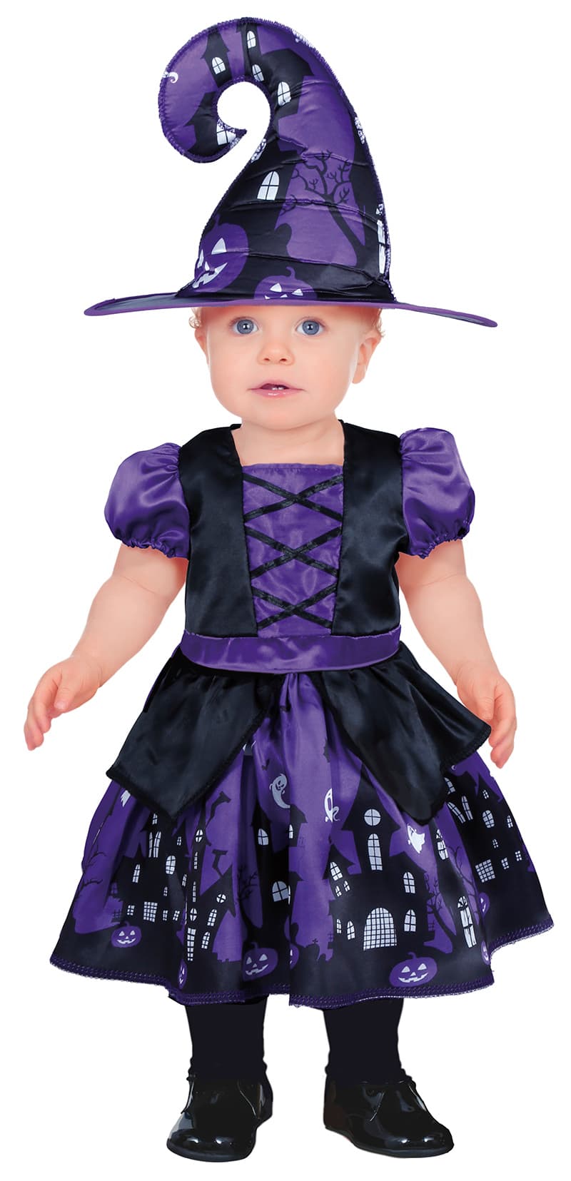 Lilla heks – kostume til baby, sort og lilla