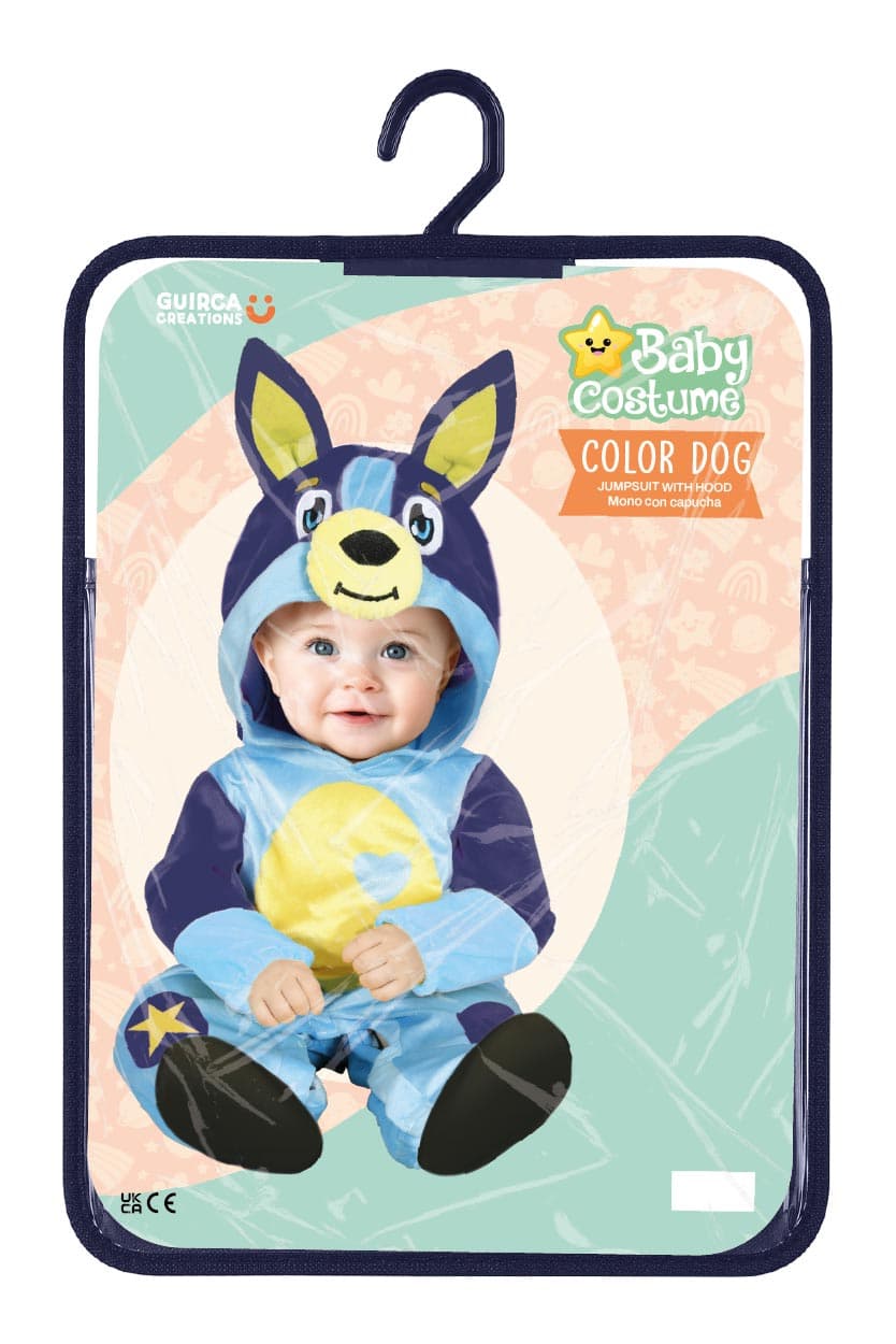Farverig hund – kostume til baby