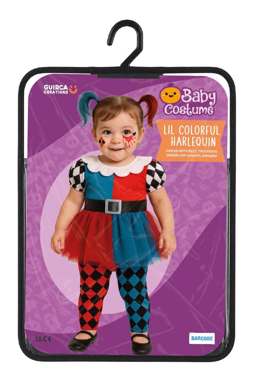 Lille farverig harlekin – kostume til baby