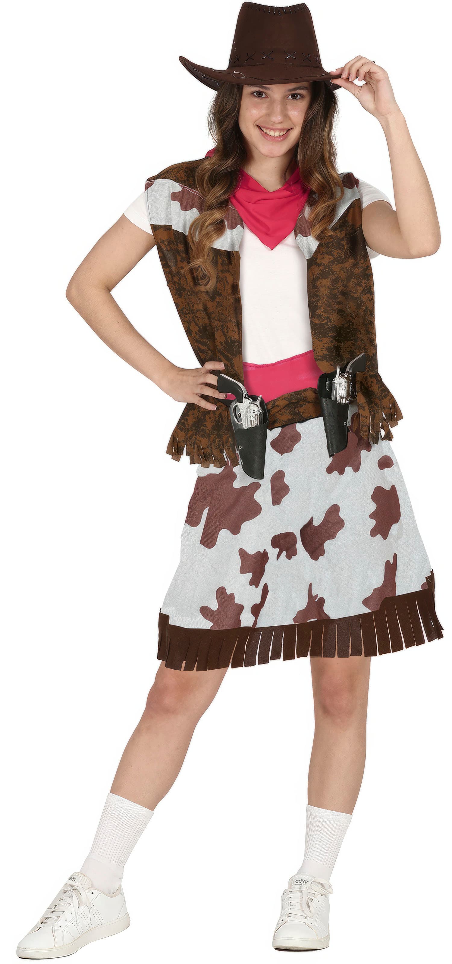 Cowgirl – kostume til piger, brun og hvid